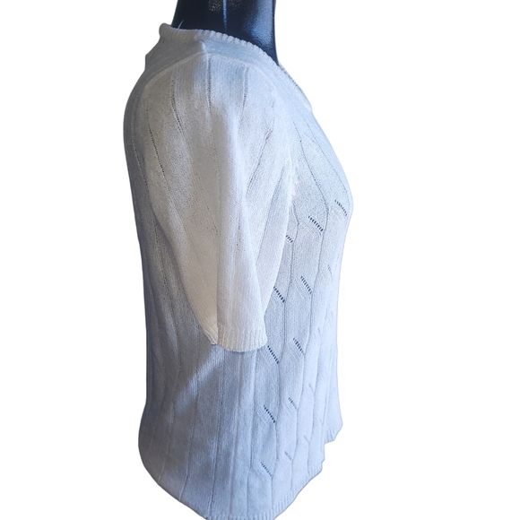 Tradition White Knit Short Sleeve Sweater 12 - Picture 3 of 6